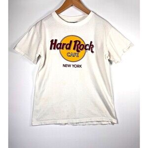 Vintage Hard Rock Cafe New York T Shirt Womens Small White Logo Graphic 90s USA